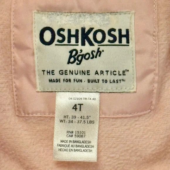 OshKosh B'gosh Girls' Heavyweight Colorblocked Chevron Puffer Coat - 4T - Picture 2 of 2